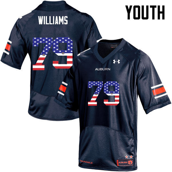 Youth Auburn Tigers #79 Andrew Williams USA Flag Fashion Navy College Stitched Football Jersey